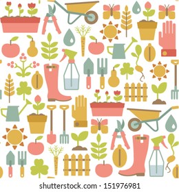 seamless pattern with gardening icons