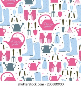seamless pattern with gardening icons. Vector illustration