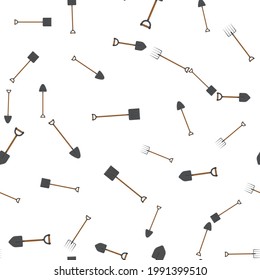 Seamless pattern Gardening tools on a white background. Vector background design for greetings and promotional products.