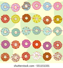 seamless pattern with garland of donuts- vector illustration, eps
