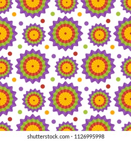Seamless pattern with garland flat vector icon, Flat design of abstract decorative object, Festa Junina symbol on the white background, cute vector illustration with reflections