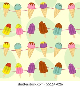 seamless pattern with garland of ice cream- vector illustration, eps
