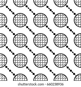 Seamless pattern with garlands of circles with fish scale trellis inside. Japanese half-circle style print.  Oriental motif. Vector illustration.