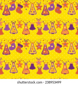 Seamless pattern with garlands merry Christmas.