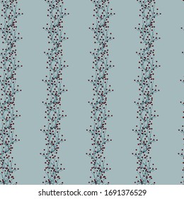 Nahtloses Muster mit roten Beeren auf grauem Hintergrund. Vektorillustration-Textur in grauen, roten, grünen Farben.
Drucken für Textilien, Stoffe, Hintergründe, Accessoires, Packpapier, Tapete.