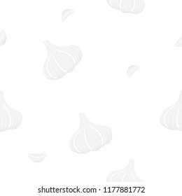 Seamless pattern garlic doodles hand drawn on white Background.printing wallpaper.vector illustration