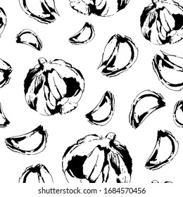 Seamless pattern garlic graphic on the white background
