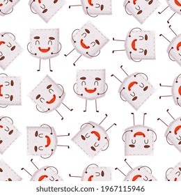Seamless pattern garlic shaped patch pocket. Character pocket garlic. Cartoon style. Design element.