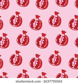 Seamless pattern with Garnet with outlines female labia. Vulva
