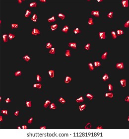 Seamless Pattern of garnet seeds on black background for web , fashion clothing, bedding , interior prints