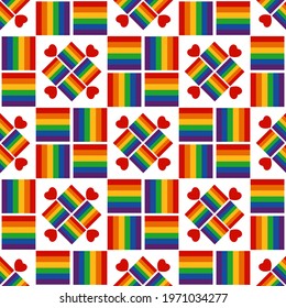 Seamless pattern with gay rainbow colors. LGBT pride symbol. Design element for fabric, banner, wallpaper or gift wrap. Pride month.