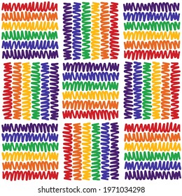 Seamless pattern with gay rainbow flag ornamemt. LGBT pride symbol. Design element for fabric, banner, wallpaper or gift wrap. Pride month.