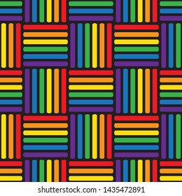 Seamless Pattern With Gay Rainbow Heart. LGBT Pride Symbol. Design Element For Fabric, Banner, Wallpaper Or Gift Wrap.