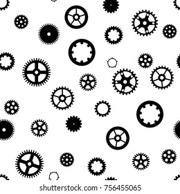 Seamless pattern with gear. Black gears on a white background. Vector illustration