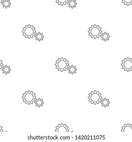 Seamless pattern with gear icon on white background. Settings symbol. Outline style. Vector illustration for design, web, wrapping paper, fabric, wallpaper.