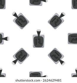Seamless pattern with gear shift lever, representing driving, shifting gears and controlling speed in vehicles