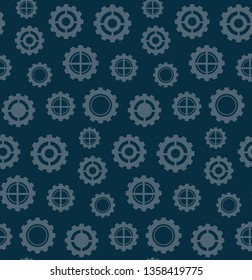 Seamless pattern with gears isolated on black background