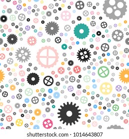 Seamless pattern of gears. Multicolored gears in a flat style. Vector illustration.