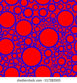 Seamless pattern of gears on red background