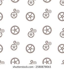 Seamless pattern with gears on a white background