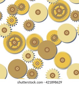 Seamless pattern with gears on white background. Vector illustration.