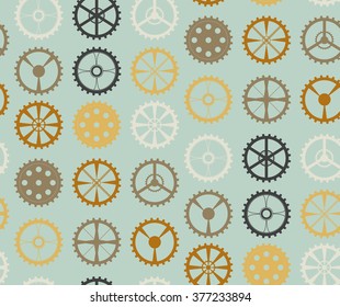 Seamless pattern with gears. Vintage vector illustration of details of the mechanism