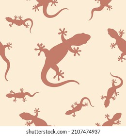 Seamless pattern with gecko lizards. Design for fabric, curtain, background, carpet, wallpaper, clothing, wrapping, Batik, fabric,Vector illustration