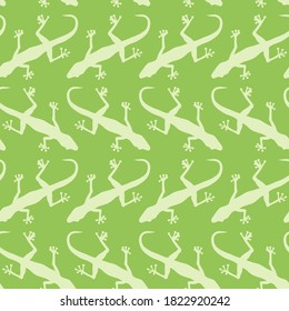 Seamless pattern with gecko lizards. Endless background. Vector silhouette illustration.