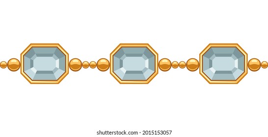 Seamless pattern gem stones necklace. Beautiful precious jewelry.