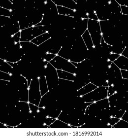 Seamless pattern with Gemini constellation. For your packaging, fabric and product decoration.