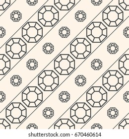 Seamless Pattern with Gemstones for wedding card or invitation decoration, elegant fashion designs, wrapping and packages. Classic simple background