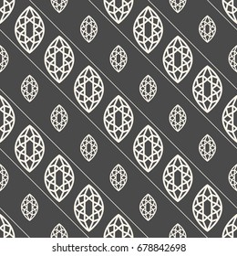 Seamless Pattern with Gemstones for wedding card or invitation decoration, elegant fashion designs, wrapping and packages. Classic simple background