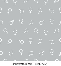 Seamless pattern gender symbol. Man and Woman symbol. Vector illustration. Isolated on gray background.