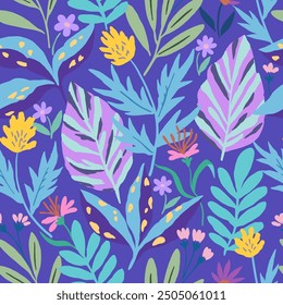Seamless pattern with gentle abstract flowers. Modern floral shapes in pastel colors. Vector illustration.