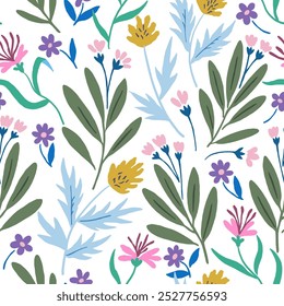 Padrão contínuo com flores abstratas suaves. Formas florais modernas em cores pastel. Ilustração vetorial.