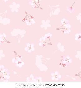 Seamless pattern of gentle pink cherry blossom illustration