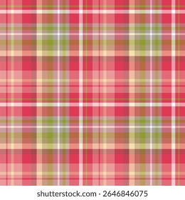 Seamless pattern in gentle scarlet, green and gray colors for plaid, fabric, textile, clothes, tablecloth and other things. Vector image.