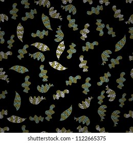 Seamless pattern Gentle, spring on black, yellow and neutral colors. Vector illustration. Watercolor painting.