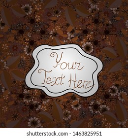 Seamless pattern Gentle, spring on white, black and brown colors. Vector illustration. Watercolor painting.