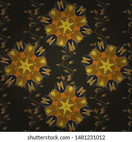 Seamless pattern Gentle, spring on blue, brown and gray colors. Vector illustration. Watercolor painting.