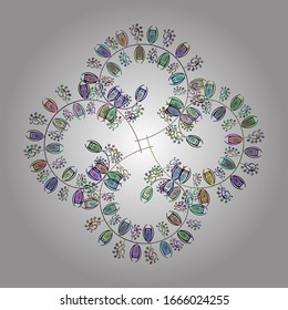 Seamless pattern Gentle, spring on white, blue and neutral colors. Watercolor painting. Vector illustration.