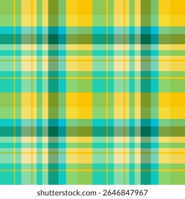 Seamless pattern in gentle yellow, green and blue colors for plaid, fabric, textile, clothes, tablecloth and other things. Vector image.