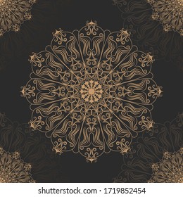 Seamless pattern geomatric mandala with dark background