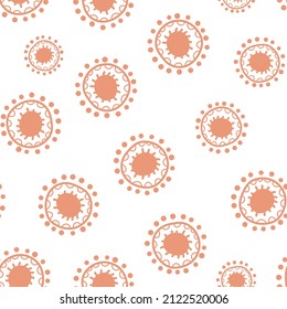 Seamless pattern with geometric aboriginal ornament. Ethnic tribal rounded color background. Afican, australian motiph. Dots painting. Vector illustration, template design for cloth, card, fabric.