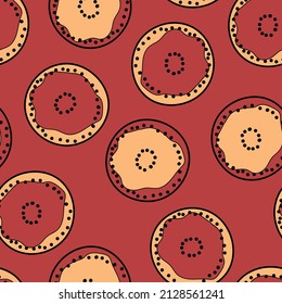 Seamless pattern with geometric aboriginal ornament. Ethnic tribal rounded color background. Afican, australian motiph. Dots painting. Vector illustration, template design for cloth, card, fabric.