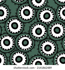 Seamless pattern with geometric aboriginal ornament. Ethnic tribal rounded color background. Afican, australian motiph. Dots painting. Vector illustration, template design for cloth, card, fabric.