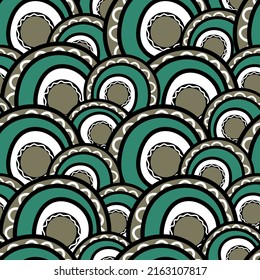 Patrón sin foco con ornamento aborigen geométrico. Fondo étnico tribal de color redondeado. Motiph australiano. Pintura de puntos. Ilustración vectorial, diseño de plantilla para tela, tarjeta, tela.