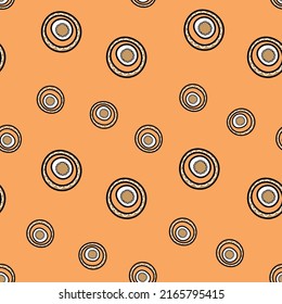 Seamless pattern with geometric aboriginal ornament. Ethnic tribal rounded color background. Afican, australian motiph. Dots painting. Vector illustration, template design for cloth, card, fabric.