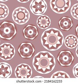 Seamless pattern with geometric aboriginal ornament. Ethnic tribal rounded color background. Afican, australian motiph. Dots painting. Vector illustration, template design for cloth, card, fabric.
