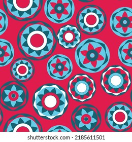 Patrón sin foco con ornamento aborigen geométrico. Fondo étnico tribal de color redondeado. Motiph australiano. Pintura de puntos. Ilustración vectorial, diseño de plantilla para tela, tarjeta, tela.